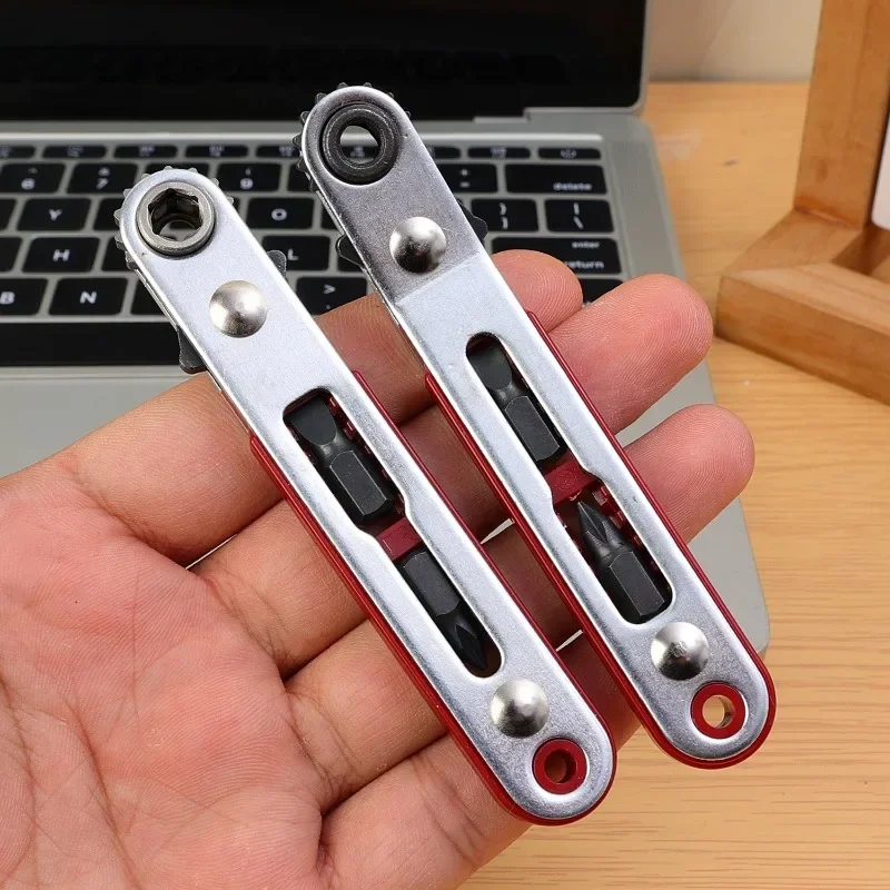 Two Way Mini Ratchet Wrench Phillips Hexagon Torx Bidirectional Control For Single Double Head Adjustable Screwdriver Drill Bits