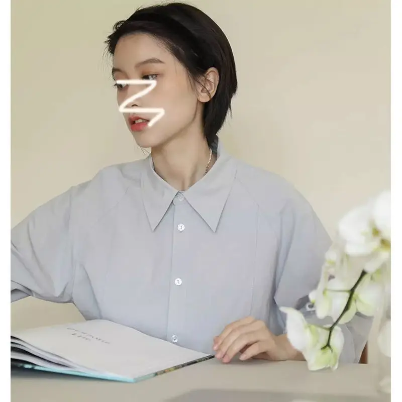 

Long Sleeve Shirts Womens Vintage Ruffled Blouses Button Front Lantern Sleeves Slim Fit Preppy Feminine Aesthetic Korean Style