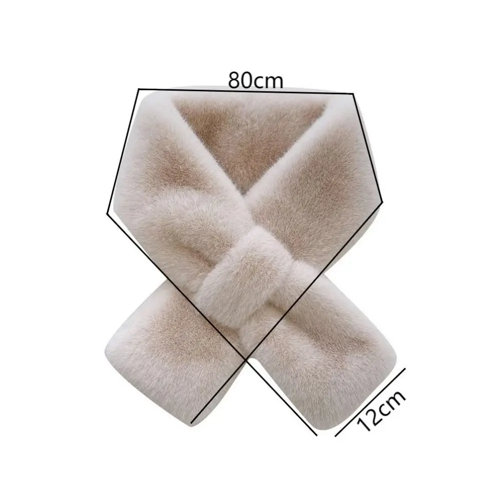 Fashion Thick Scarf Windproof Faux Rabbit Fur Warm Scarf Solid Color Neck Shawl Women Girl