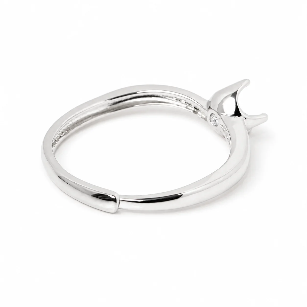 5mm Round Adjustable Ring Setting S925 Sterling Silver Blank Ring Mount for Faceted Gemstones DIY Jewelry Making