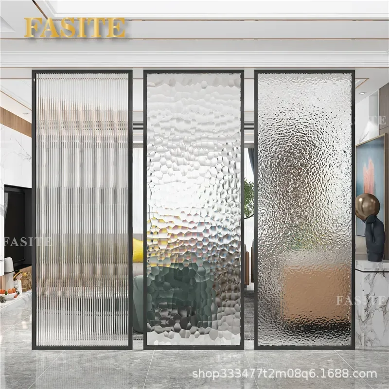 For Changhong Water Ripple Art Tempered Glass Half Wall Partition Bathroom Living Room Restaurant Hotel Entrance Screen
