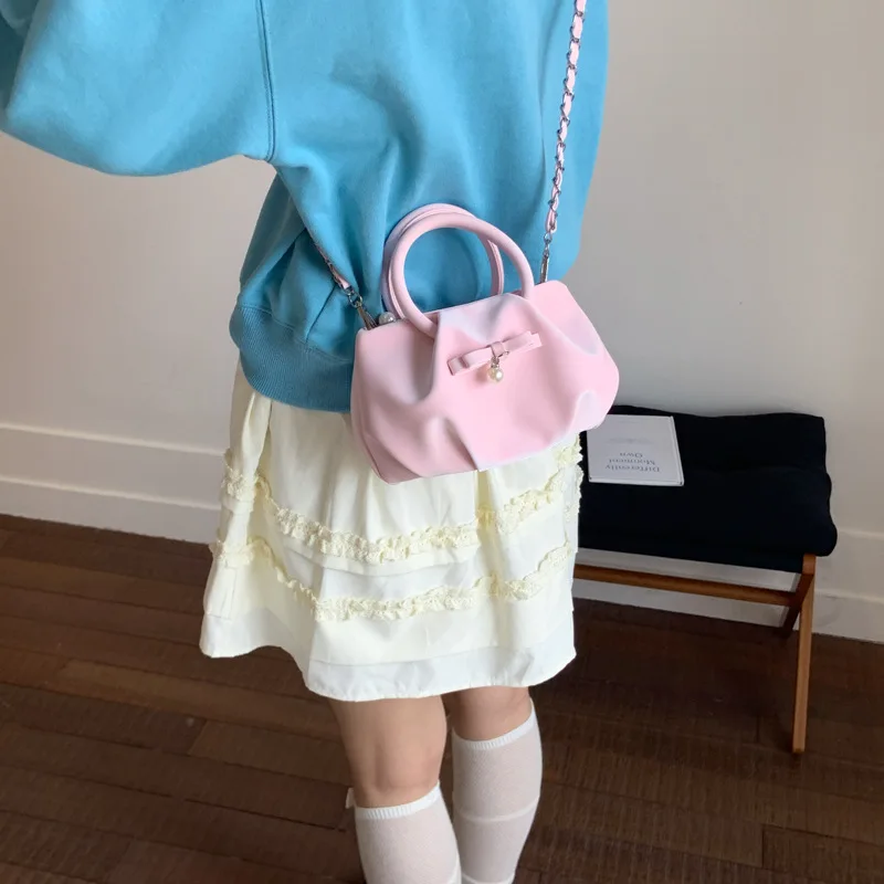 

Ladies' Crossbody Bags Pearl Solid Color Fashionable Simple Versatile Sweet Cute Korean New Handbags Luxury Brand Shoulder Bags