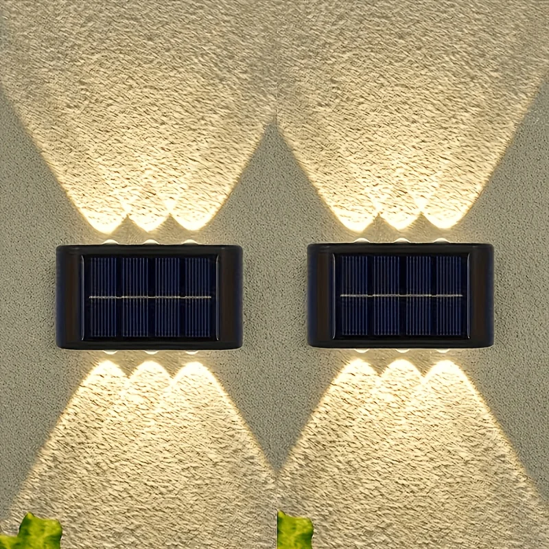 Solar Outdoor Upward And Downward Lighting 6LED Garden Street Landscape Decorative Wall Lights for Patio And Balcony Decoration