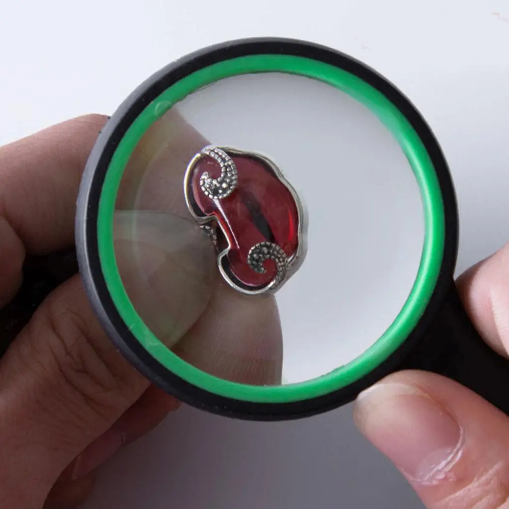 

Portable Magnifying Glass Loupe Rubber Handle Clear Lens Jewelry Magnifier for Small Object Viewing