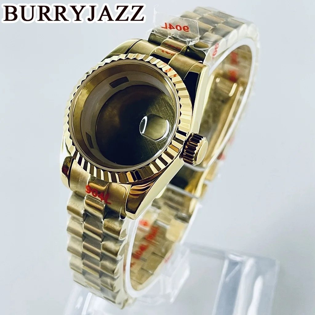 

BURRYJAZZ 26mm NH05 NH06 Watch Case Gold Stainless Steel Case With Sapphire Crysta Waterproof