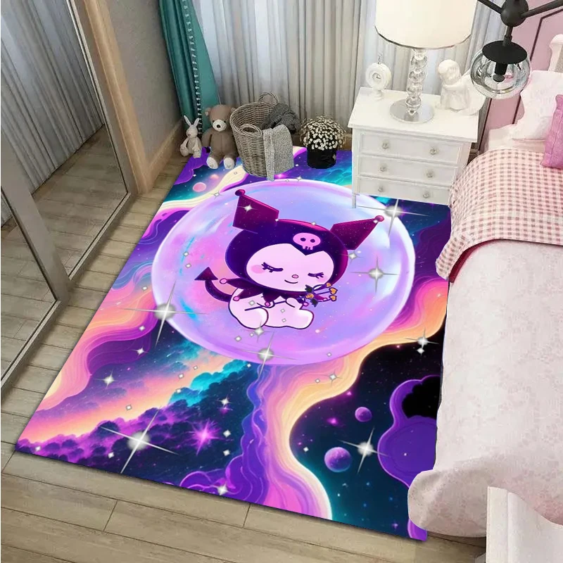 

Sanrio Kuromi 3D Rugs Large Carpets for Home Living Rooms Children Bedroom Sofa Doormat Floor Decor Mat Kids Mat Decoration