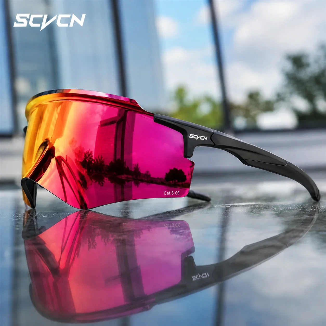SCVCN Men UV400 Lenses Cycling Sunglasses for New Fashion Cycling Glasses Women Casual Hiking New Road Mountain Bike Glasses