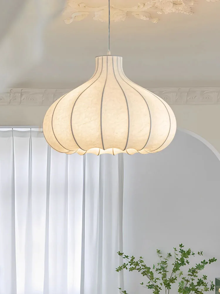 Japanese Wabi Sabi Onion Silk Pendant Lights French Cream Style Dining Room Kitchen Chandelier Lighting Bedroom Lamps Fixtures