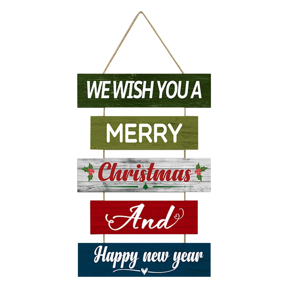 

Деревянная рождественская табличка «Счастливого Рождества и Нового года», подвесная декоративная вывеска для дома, двери, стены, праздничное деревянное украшение, новогодний декор