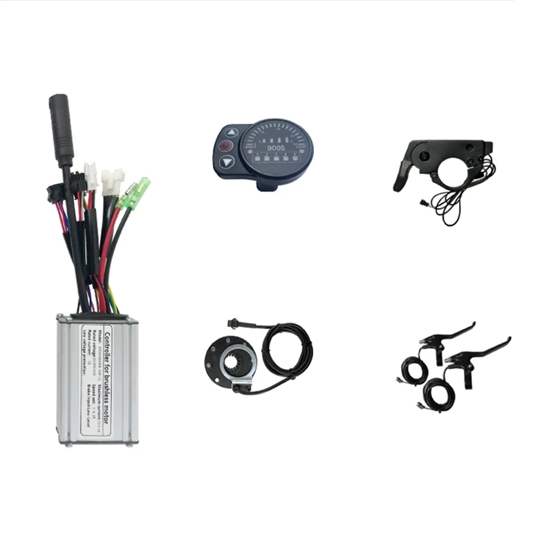 E-Bike 15A Sine Wave Brushless Controller Metal+Plastic 36V 48V 250W With LED900S Display E-Bike Light Display