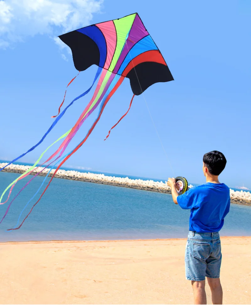 free shipping large rainbow kites flying breeze outdoor toys for adults parachute inflatable games cerf volant enfants kevlar