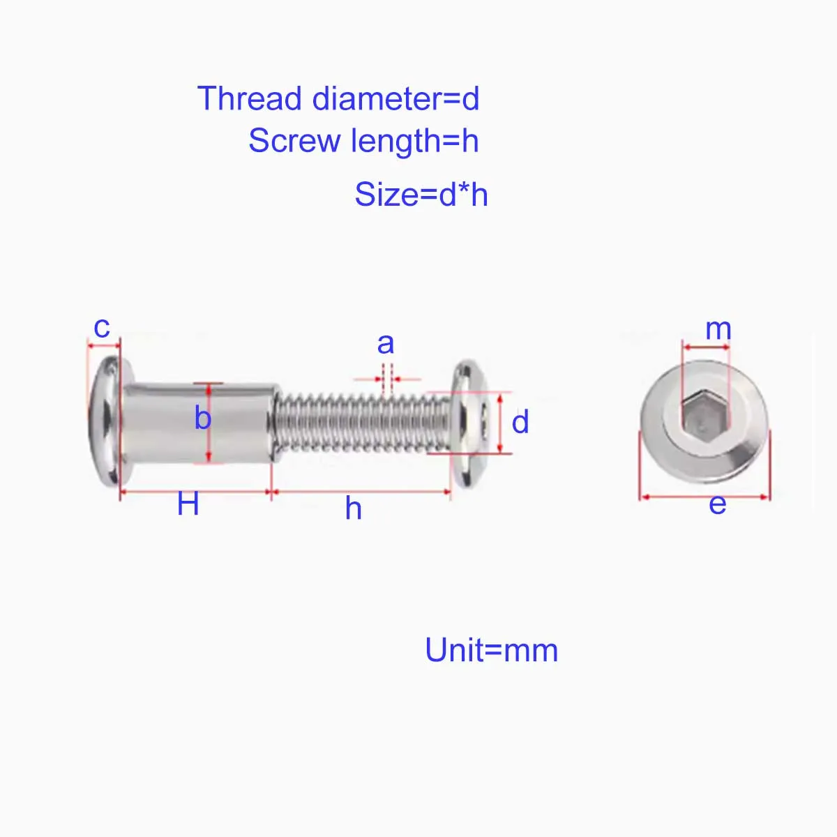 304 Stainless Steel Chamfered Hexagonal Locking Screw/Sub Mother Furniture Connecting Clamp Docking Bolt M6M8