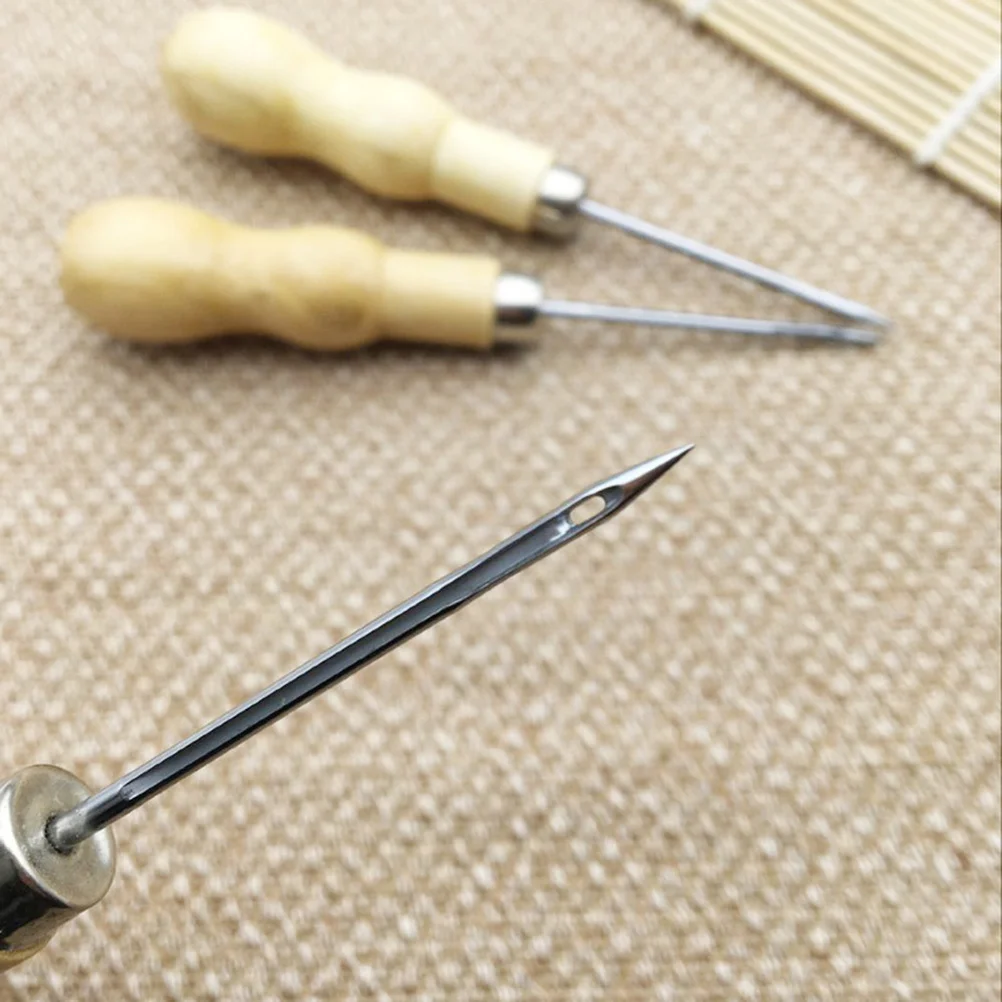 

10pcs Wooden Handle Awl Sewing Kit For Craft Repair Tools Diy Canvas Upholstery Tent Stitching Needle Accessories