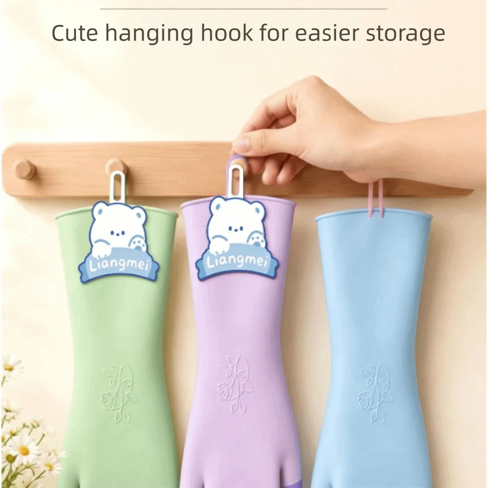 Natural Latex Dishwashing Gloves Tear Resistant Waterproof Household Cleaning Gloves Thickened Rubber Lengthened