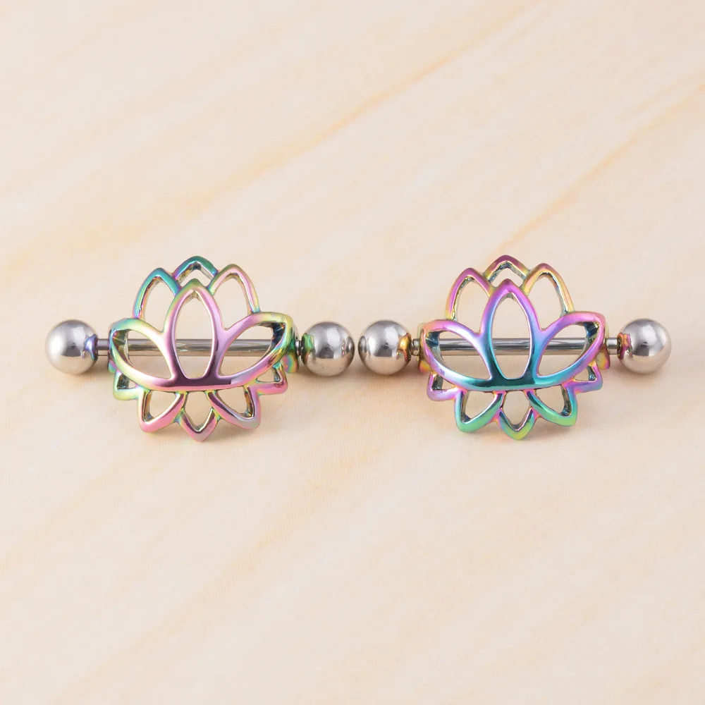 1Pcs Stainless steel lotus breast ring body fun piercing jewelry - view 6