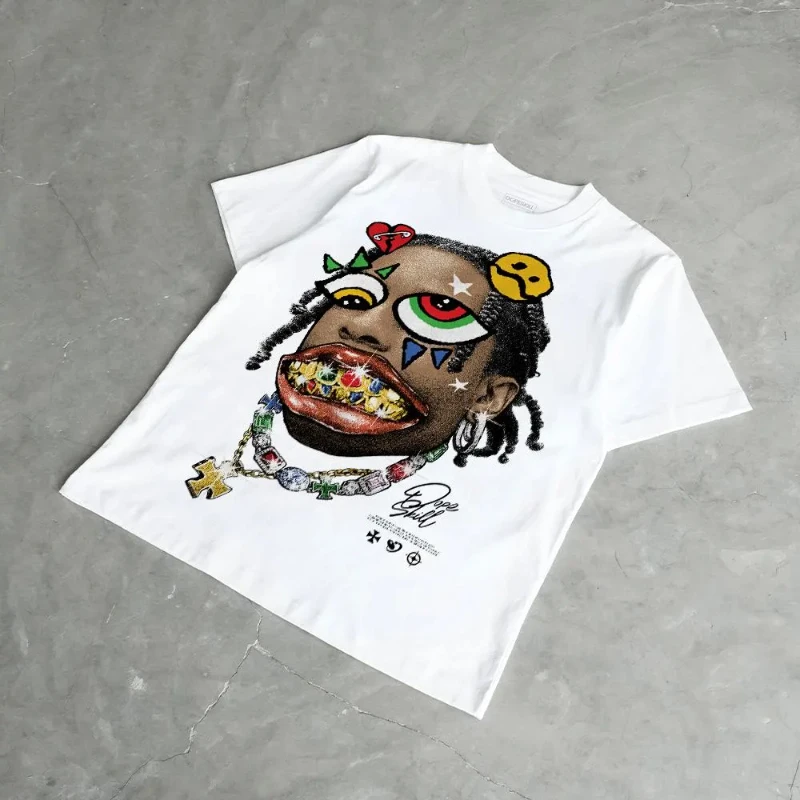 

Футболка с уличным узором DopeSkill, мужская модная уличная футболка в стиле хип-хоп, рок, с короткими рукавами, женский хлопковый топ с круглым вырезом