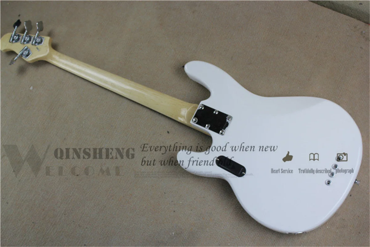 4 Strings Bass Guitar Ray Bass Light green Basswood Body Active Battery Chrome Bridge White Pickguard