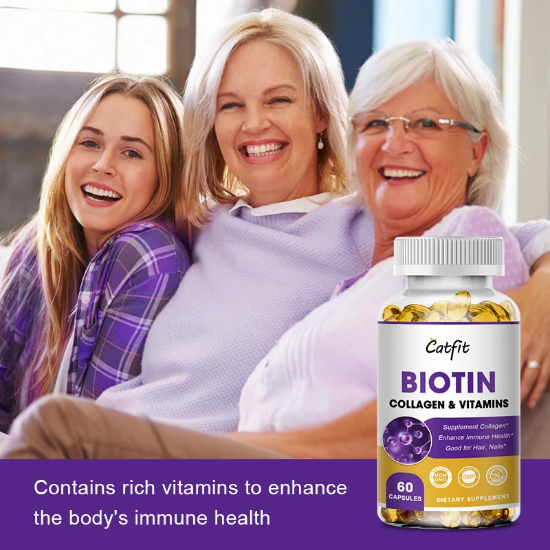 Collagen Biotin Capsule Biotin for Hair Growth Strong Hair Dry Hair Follicle Repair Skin Hydrolyzed Adult Beauty Care