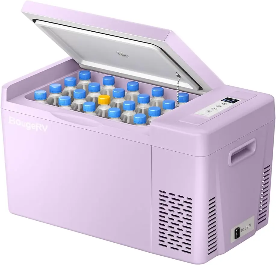 Purple 23Quart Portable Refrigerator, 12 Volt Fridge 22L, Portable Freezer Compressor Cooler 12/24V DC 110~240 Volt AC f