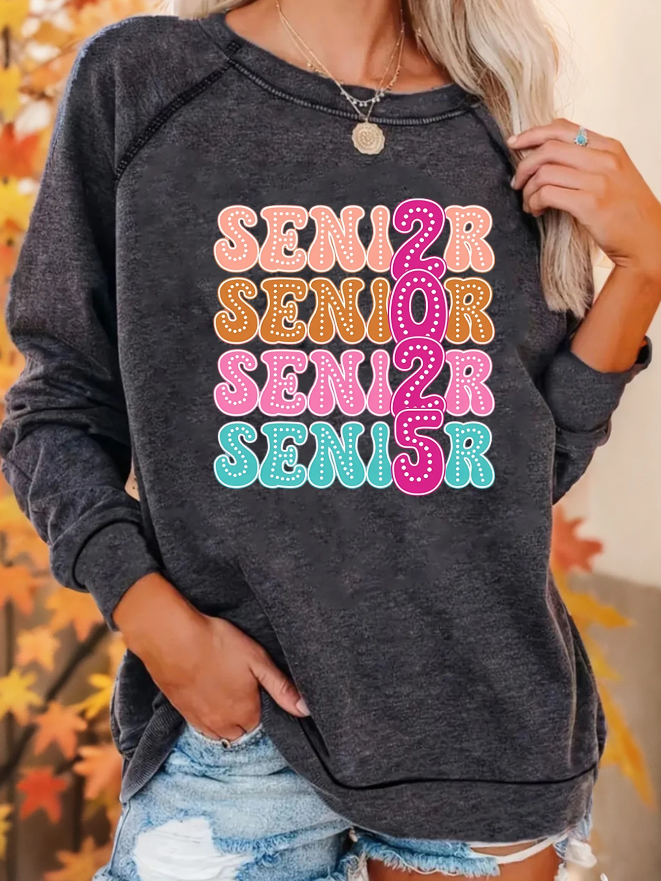 

Fashion creative premium 2025 graduate print sweatshirt round neck casual sweatshirt autumn and spring women's wear