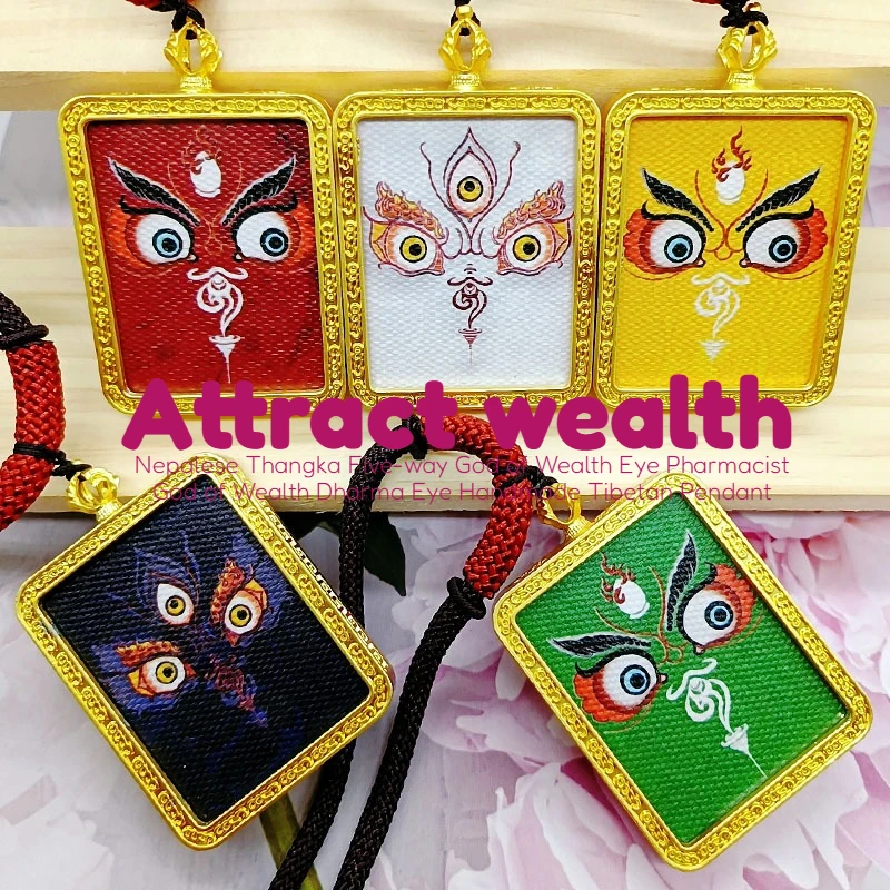 

Подвески Dharma Eye Thangka в тибетском стиле, пять глаз бога богатства, мужские и женские ожерелья-талисманы, ювелирные изделия для медитации