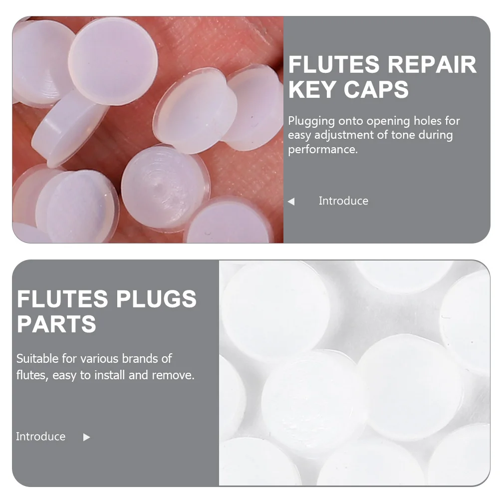 

24Pcs Flute Plug Transparent Silicone Hole Covers Key Caps Flutes Repair Accessories Flutes Repair Key Caps