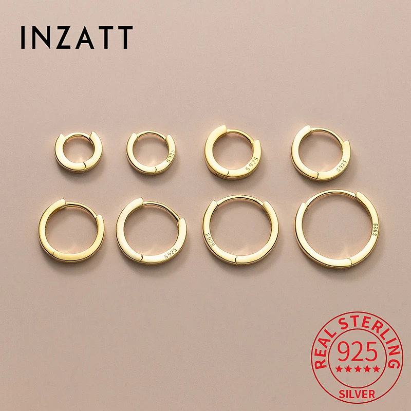 INZATT Real 925 Sterling Silver 9/10/11/12/13/14/15/16mm Round Hoop Earrings for Women OL Fine Jewelry MInimalist Accessories