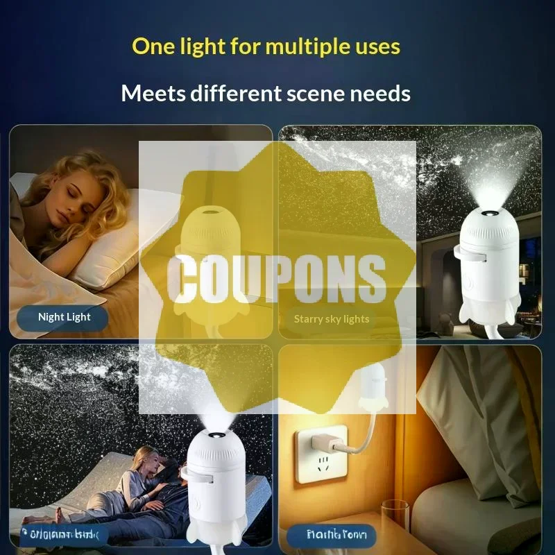 2 In 1 USB Ambient Light Large Range Projection Multi Scenes Adjustable Focus Night Lighting
