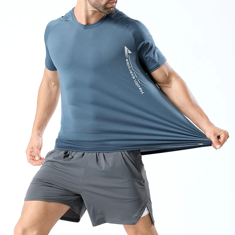 

Summer Outdoor Sports Men's Short Sleeved T-shirt Fitness Comprehensive Training Breathable Hiking Camping Quick Drying Clothes