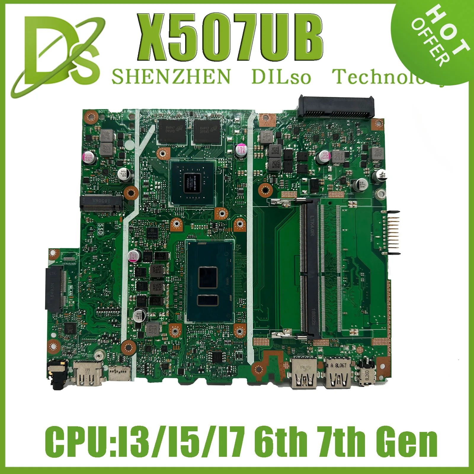 KEFU X507UBR Motherboard For Asus X507U X507UB X507UFR X507URA Y5000UB Laptop Motherboard I7-8550 I5-8250U I3-8130U 100% Working