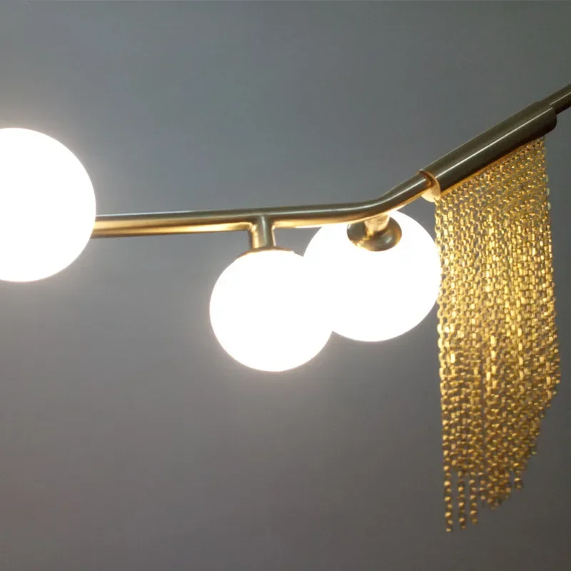 Imagem -06 - Led Glass Pendant Chandelier Gold Tassel Iluminação Sala Rod Pendurado Luminárias Nordic Designer g9