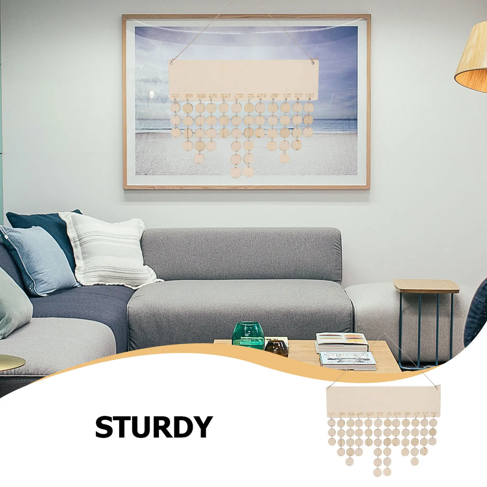 

1 set 1 Set Diy Countdown Board 50 Wafers Wooden Wall Hanging Calendar For Date Reminder Festival Organizer Block Calendar