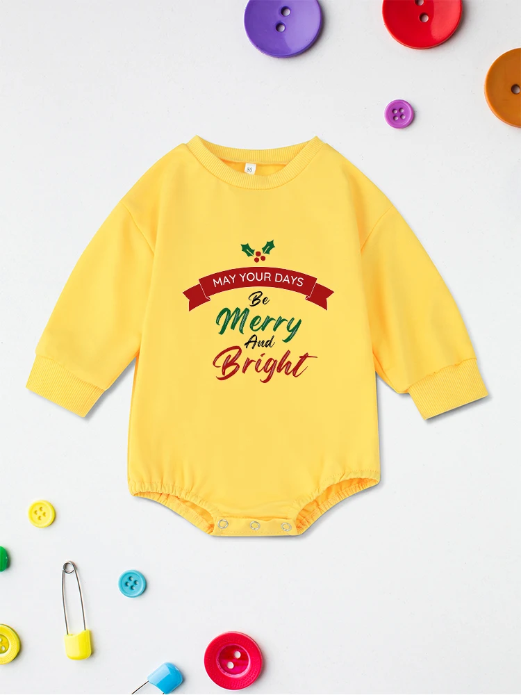 May Your Days Be Merry and Bright Baby Girl Clothes Aesthetic Harajuku Infant Onesie Fashion Christmas Winter Newborn Bodysuit