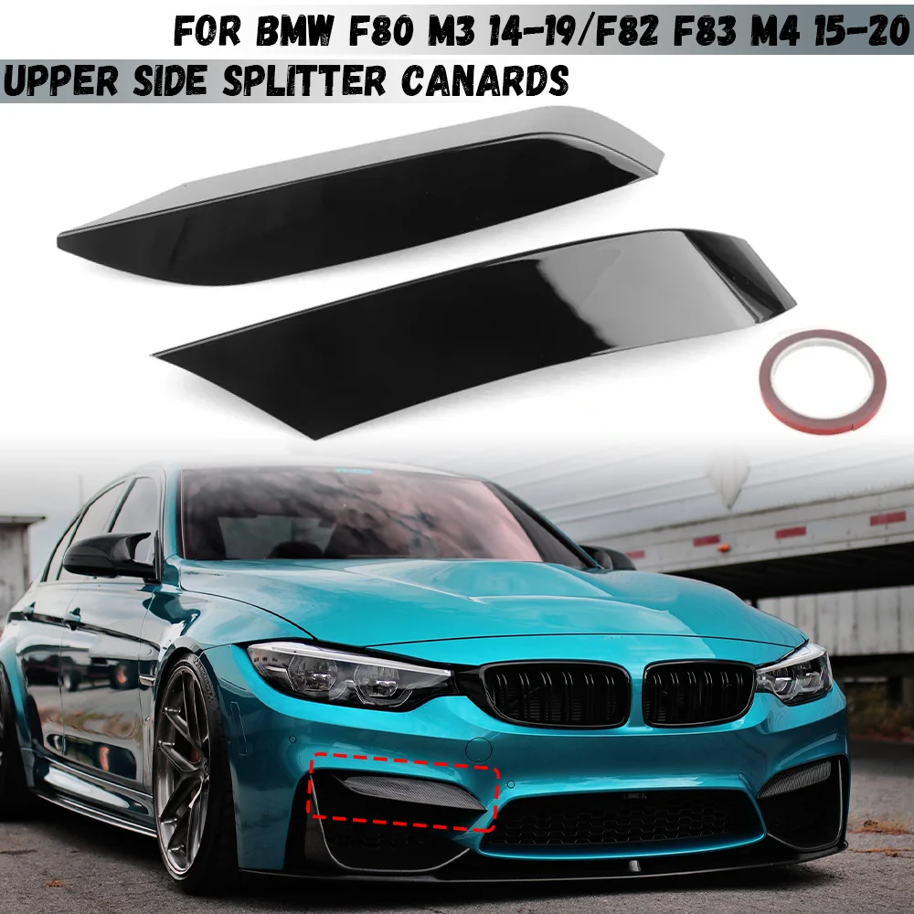 Car Front Bumper Lip Splitter Canards Spoiler For BMW F80 M3 2014-2019 F82 F83 M4 2015-2020 Fog Lamp Eyebrow Frame Cover Grille