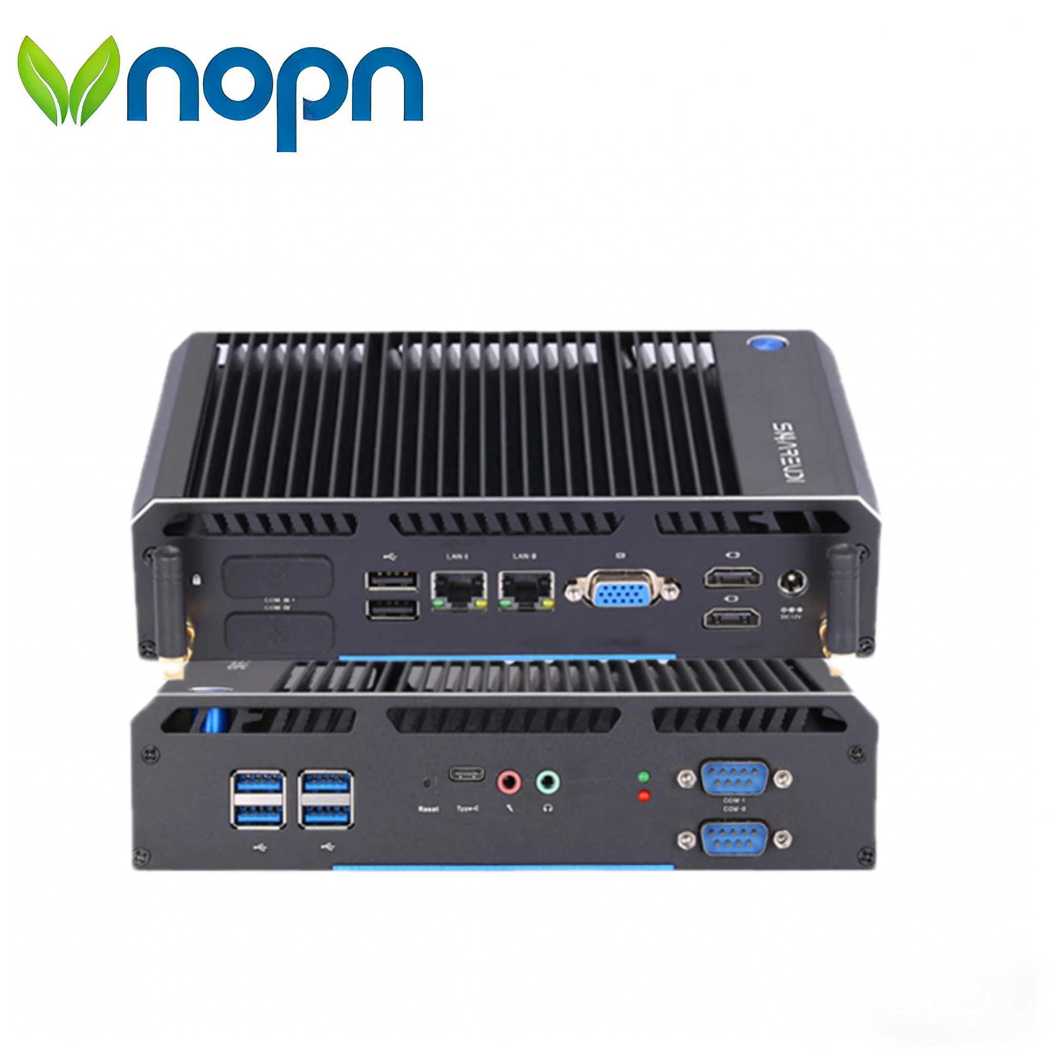 VNOPN 5th Gen Fanless Mini Computer  2-4*RS232 RS485  2*HDMI  Dual LAN windows10 linux   Embedded Computer Industrial Mini PC