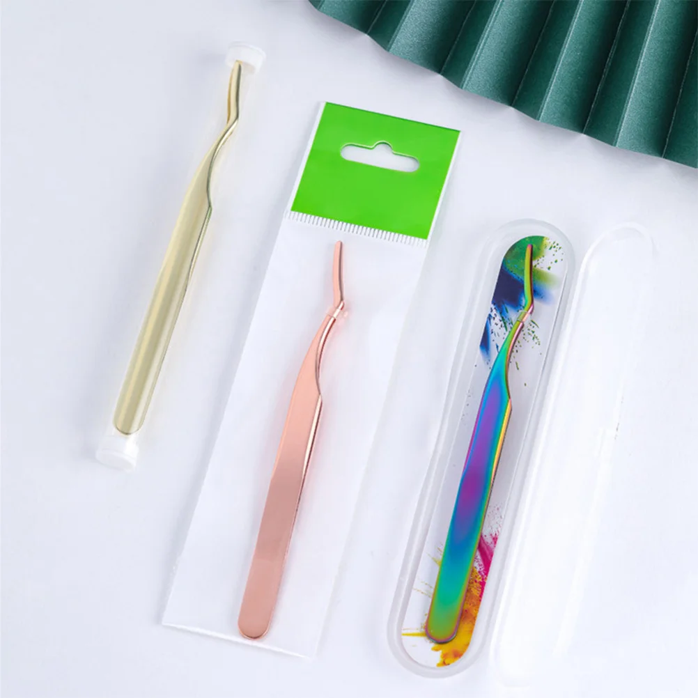 قطعتان من ملاقط الرموش المصنوعة من الفولاذ المقاوم للصدأ، تصميم منحني احترافي، سهل المناورة، مثالي للاستخدام الشخصي أو الصالون #3