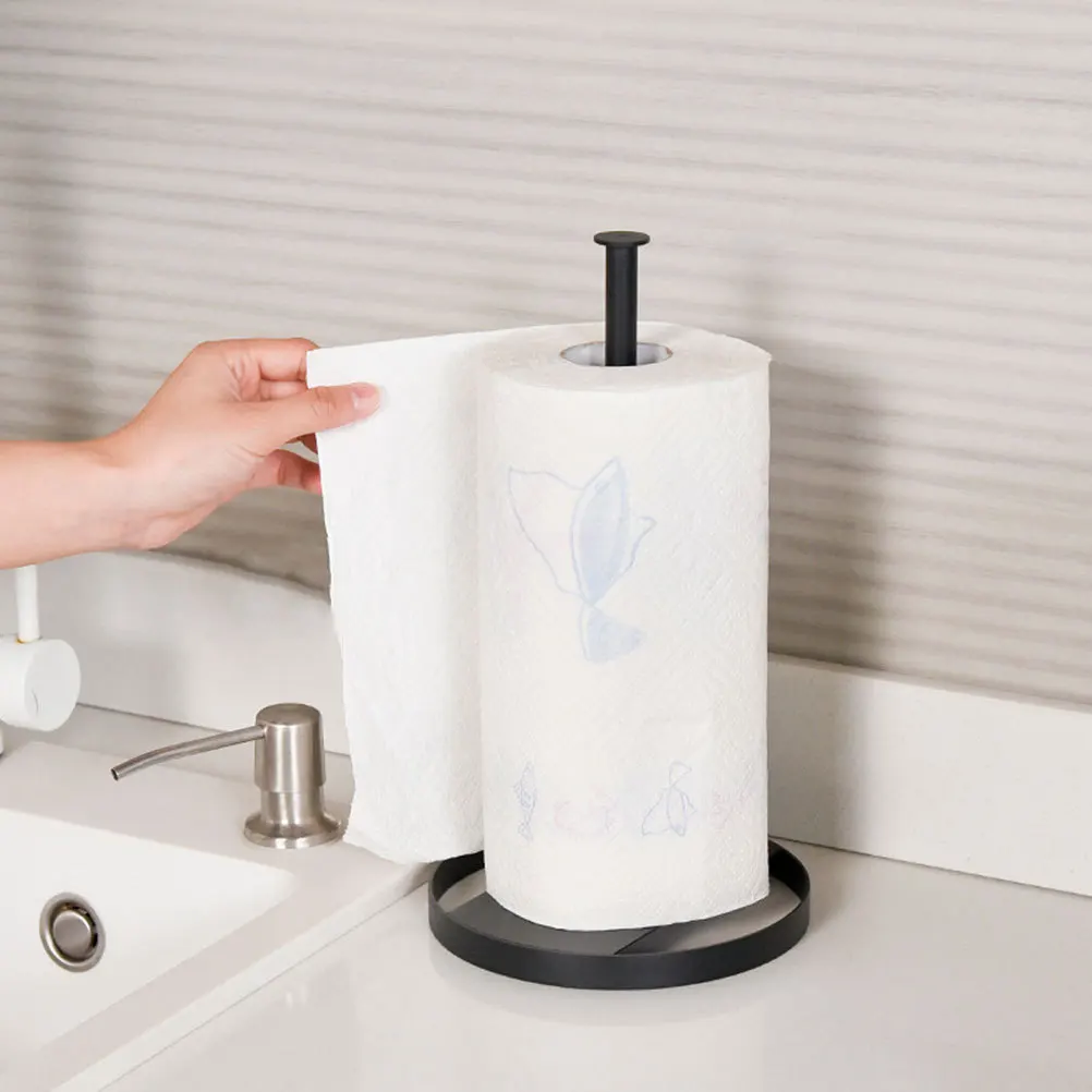 

Stylish Standing Roll Paper Holder High Quality Carbon Steel Tissue Dispenser for Home Bathroom Kitchen Firm Base Easy to