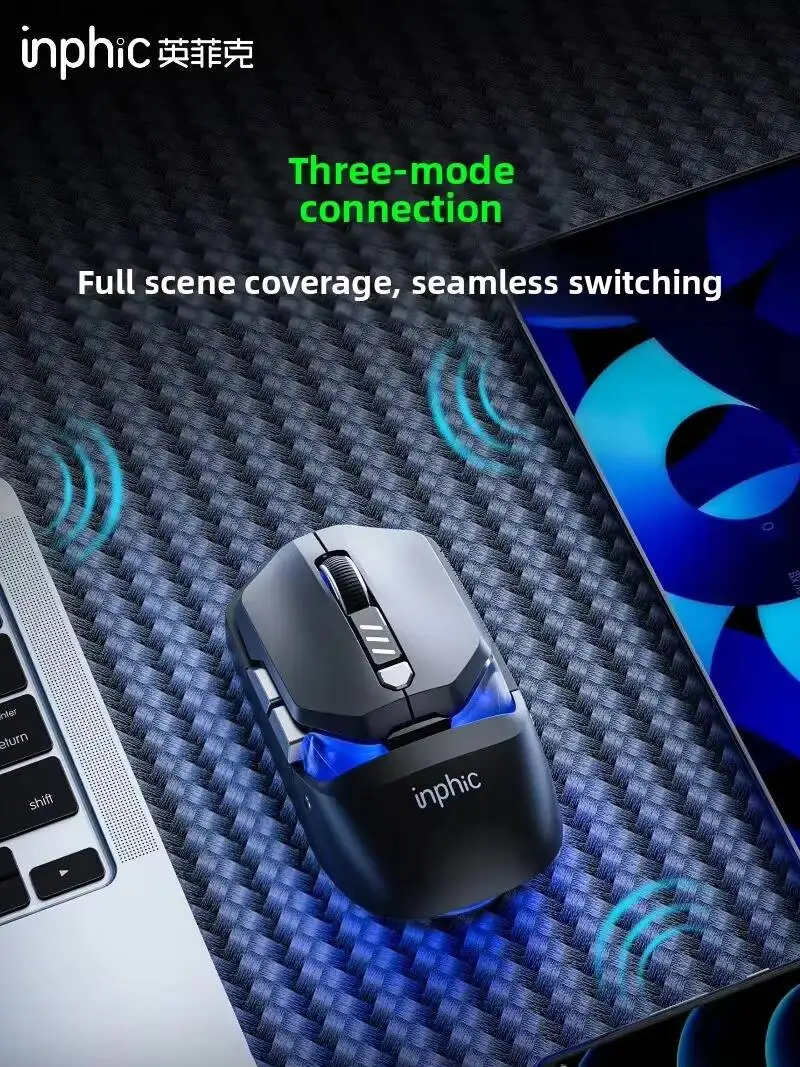 

Bluetooth+2.4Ghz+Wired Tri-Mode Gaming Office RGB Luminous Rechargeable Mouse 12800 DPI Optical Ergonomic Mice For Laptop PC