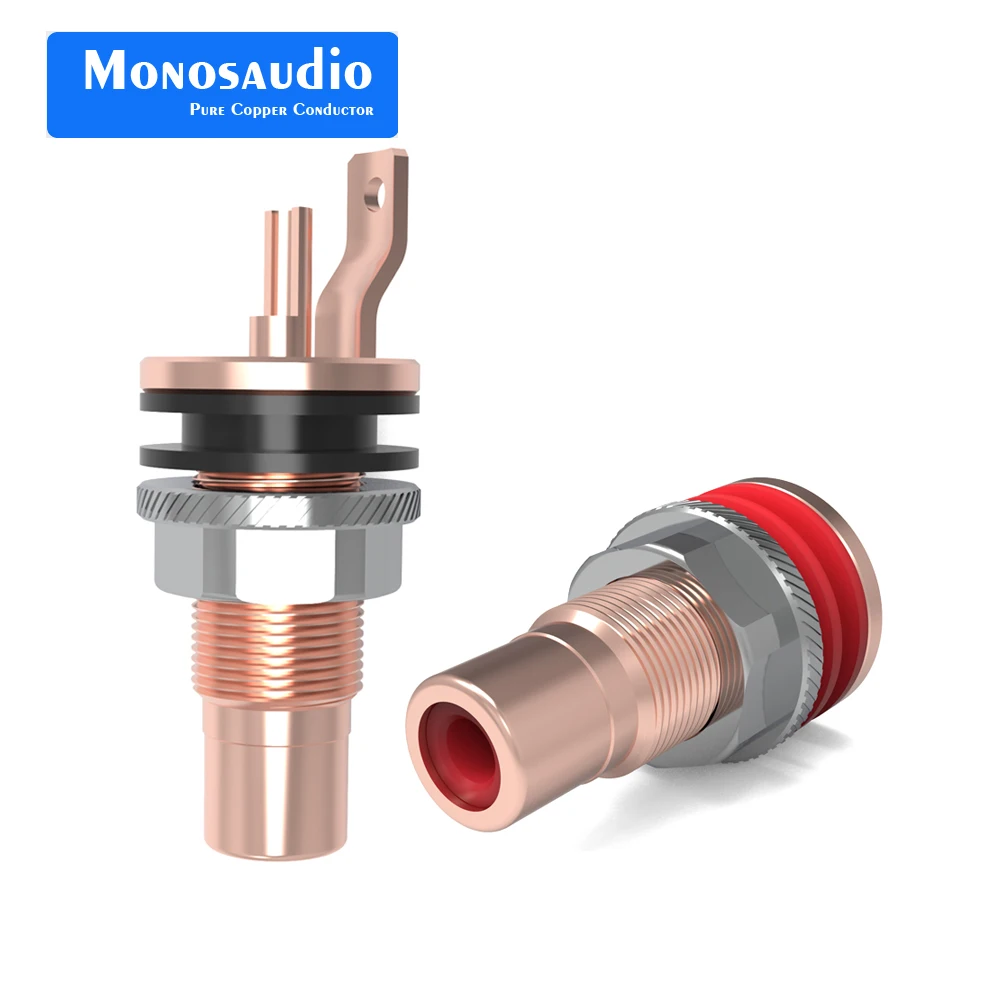 

Monosaudio C404 99.995% Pure Copper Female RCA Jack Connector Hifi Audio Video TV CD DAC Signal Input Output Coaxial Terminal So