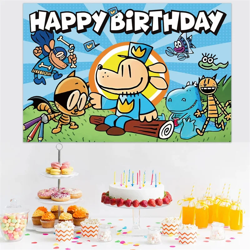 Dog Man Cosplay Buon compleanno Sfondo Sfondo cartone animato Decorazione morbida Petey il gatto Fan per bambini Accessorio decorativo Regalo di Natale