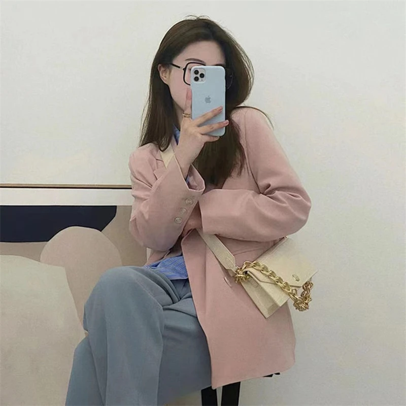 

UNXX Trendy Small Blazer for Women Autumn Korean Style Loose British Petite Casual Jacket Female Office Lady Top Fashionable