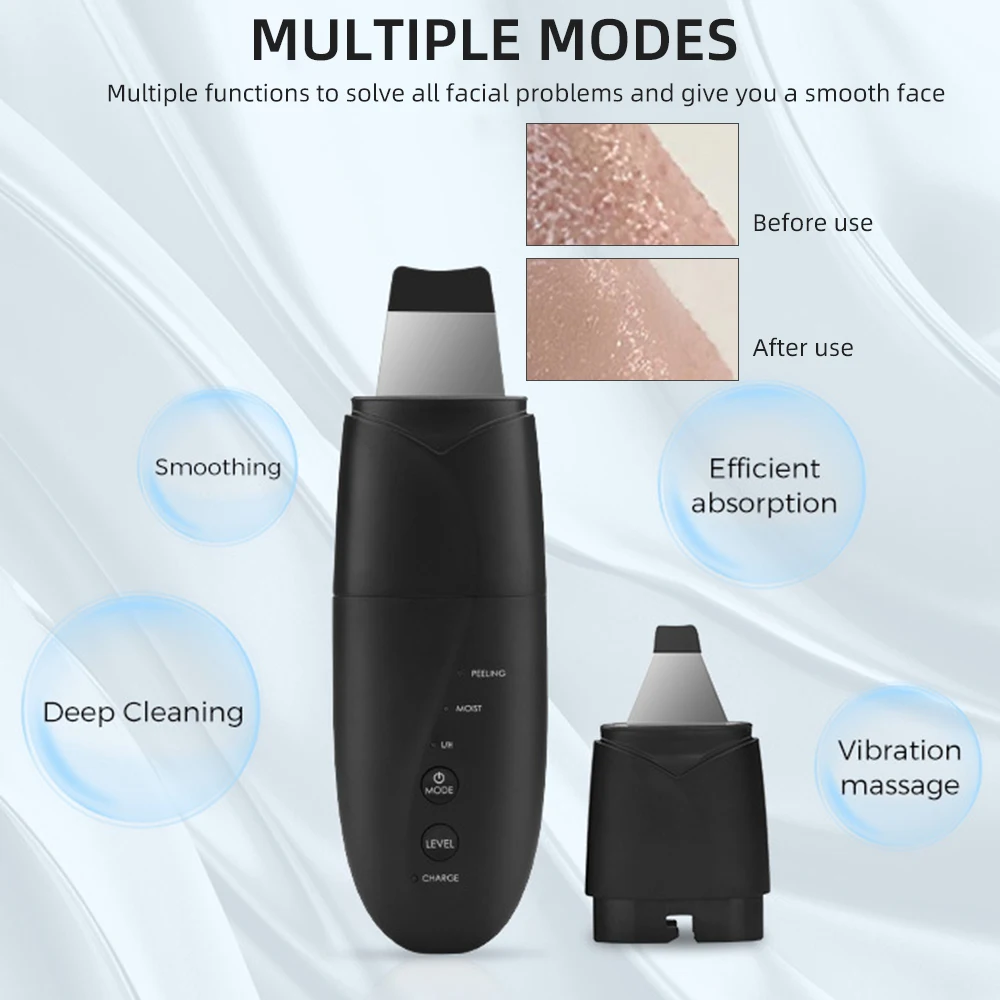 Ultrasonic Skin Scrubber Face Massager Blackhead Remover Face Cleaner Pore Cleaner Deep Face Care Sonic Peeling Device