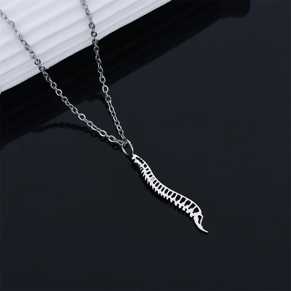 Stainless Steel Human Tailbone Pendant Tail Vertebrae Brooch Medical Necklace for Orthopedist Doctor Nurse Gift