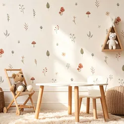Boho dessin animé champignon branche feuilles fleurs motif Stickers muraux pour chambre d'enfants bébé pépinière chambre décor à la maison intérieur décalcomanies