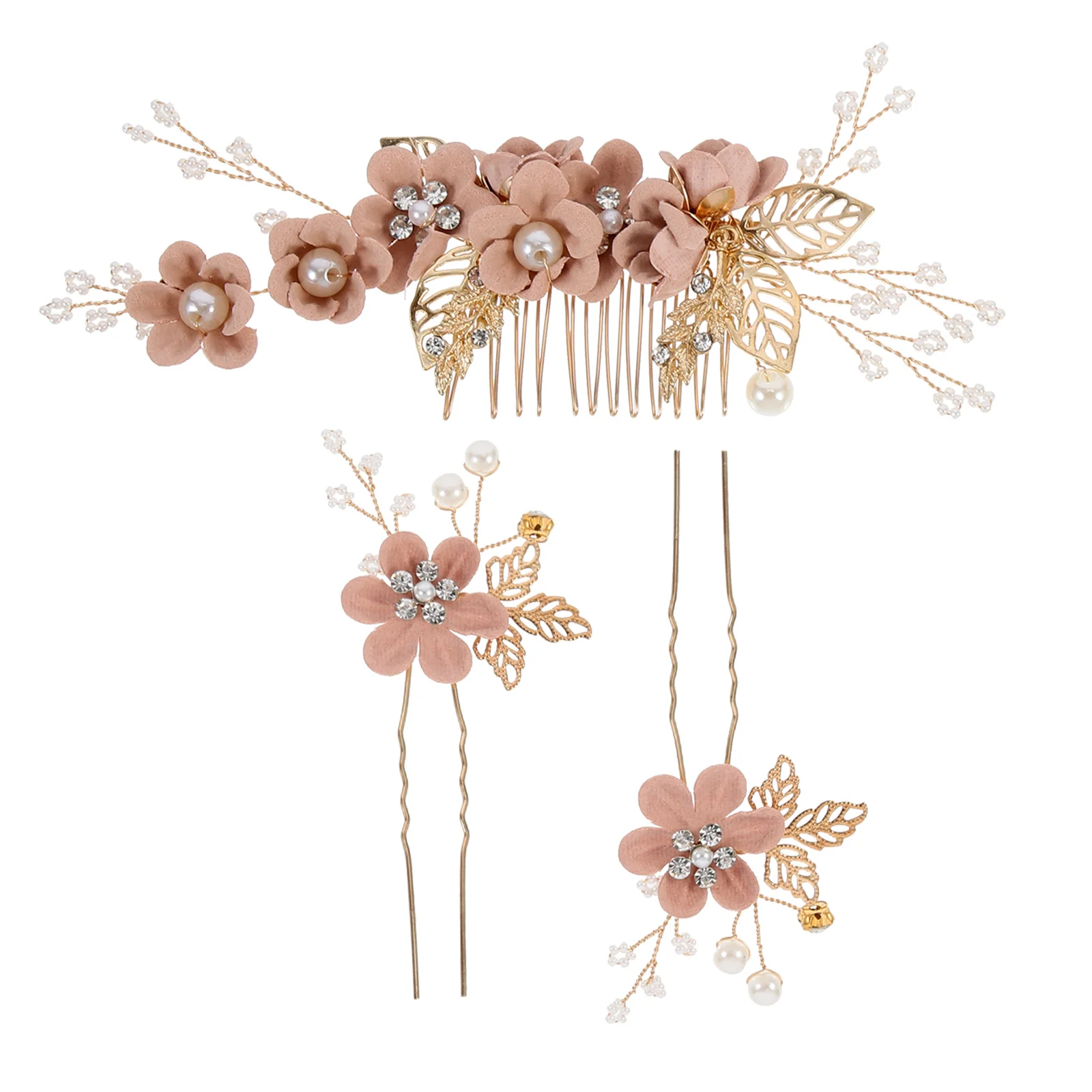 

3pcs Flower Design Alloy Hairpin Wedding Hair Stick Fork For Women Party Hanfu U Shape Bridal Headdress Accessory