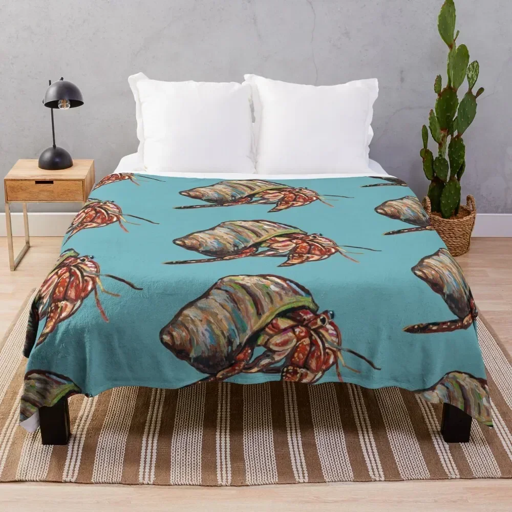 Colorful Beach Hermit Crab Throw Blanket