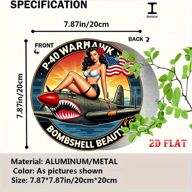 2D Flat - Round Aluminum Sign Featuring a 2D Flat Design of The American Flag, This Retro Patriotic Metal Sign Serves
