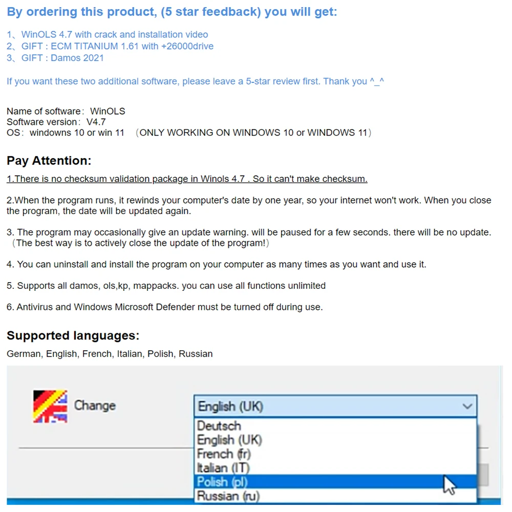 Original install WinOLS 4.7 with  crack Not VM Version Engine Control Units With gifts Damos 2021 Find Maps ECM TITANIUM 1.61