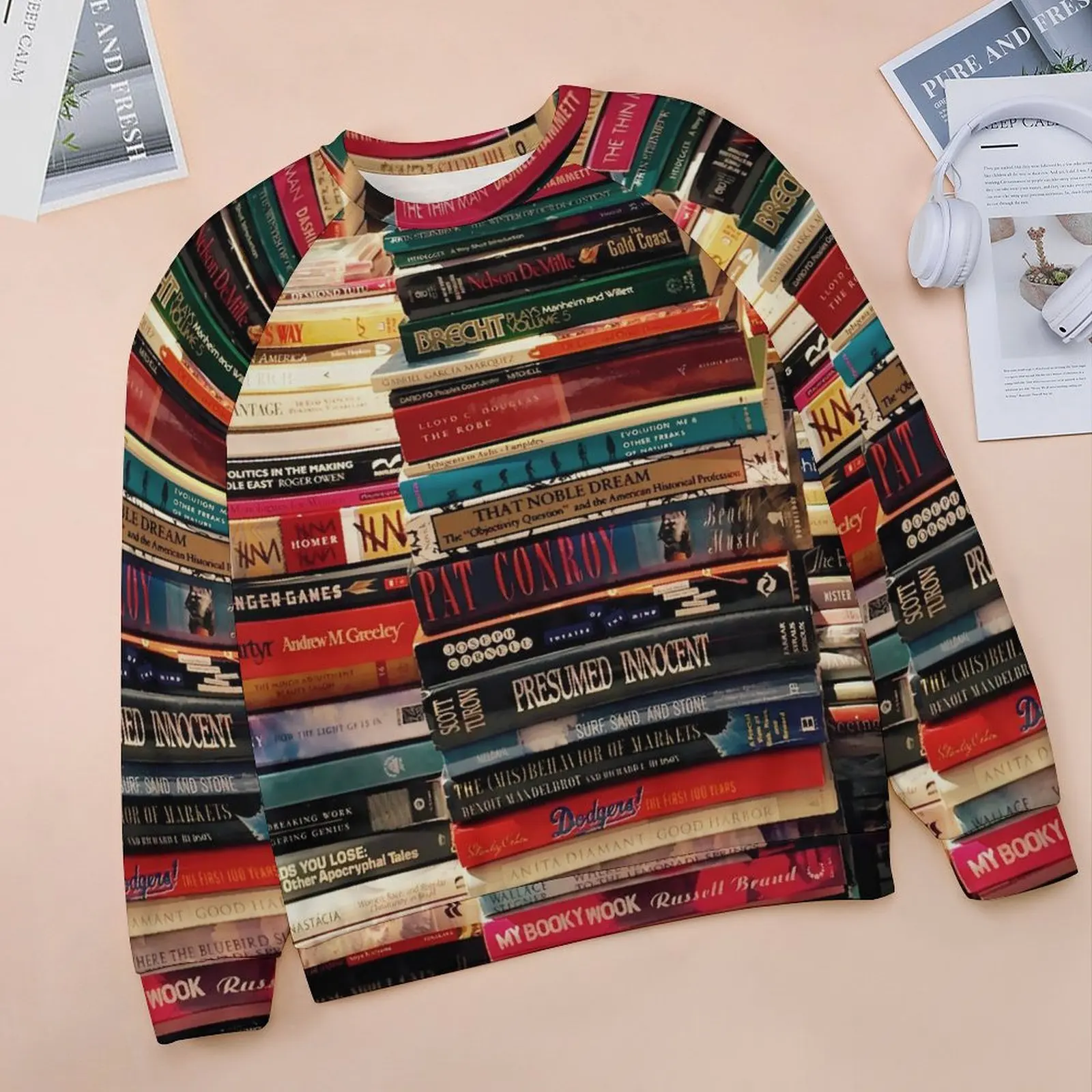 The Library Hoodies Women Long Sleeve Books Print Elegant Casual Hoodie Wholesale Classic Oversize Graphic Sweatshirts