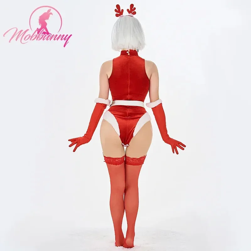 LCK01 MOBBUNNY النساء عيد الميلاد مجموعة الملابس الداخلية 2B تأثيري حلي ارتداءها الأحمر مع كيب قصير وقفازات الفخذ SocksYh1@!